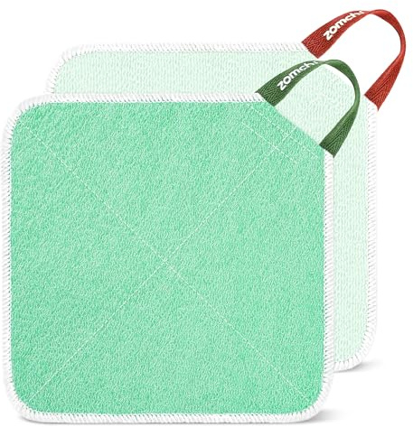 ZOMCHI Exfoliating Wash Cloths for Face and Body, 2 Pack, Green