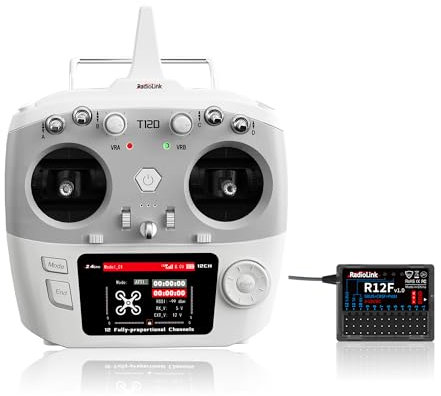 Radiolink T12D 12CH 2.4G RC trasmettitore R12F ricevitore, supporta ELRS/Crossfire moduli a lungo raggio, 50 modelli di archiviazione, telecomando RC a lungo raggio 4 km per aeroplani RC, droni,