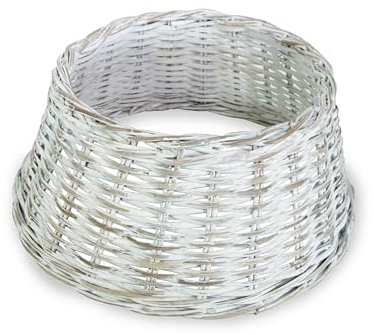 mgc24 Weihnachtsbaumring Rattan, handgefertigter Weihnachtsbaumrock aus Naturgeflecht, Hülle für Weihnachtsbaumständer, Ø 60 x 26 cm, weiß