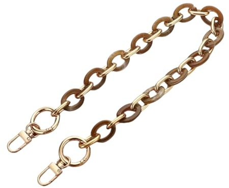 WANYI 60CM Taschenkette Gold Acryl Resin Taschengurte Ersatz Metallkette Taschenriemen Handykette Geldbörsenkette für DIY Taschen Handtasche Geldbörse mit Gold Karabiner (Braun)