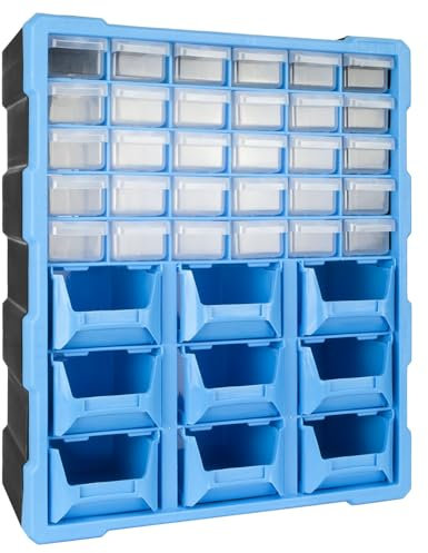 TekBox DIY Tool Bits Storage Organiser Unit - Workshop Parts Craft Box Cabinet (Mixed Drawers and Tubs)