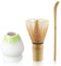 Matcha Tea Set Matcha Whisk, Ceramic Whisk Holder, Tea Scoop, Japanese Matcha Tea Tool Kit Set of 3(Green and White)