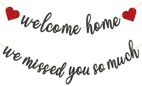 Calkkrer Banner de bienvenida, pancarta de bienvenida a casa para fiesta de regreso a casa, guirnalda de bienvenida, decoración de fiesta de bienvenida, decoración del hogar