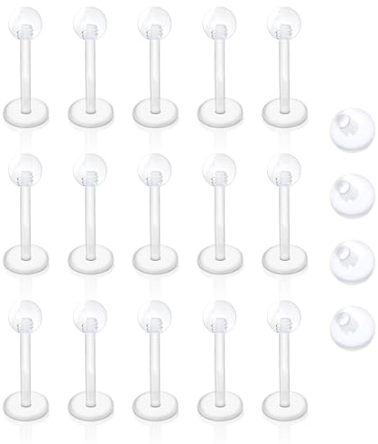 Besyvvin Plastik Lippenpiercing 1,2mm Kunststoff Labret Stecker 12mm Acryl Flexibel Piercing Lippe Helix Tragus Retainers