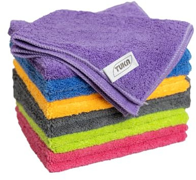 TUKA - 12 Bayetas Microfibra Volumen Profesional Multiuso 30x40 cm - Pack de Bayetas Reutilizables para Limpieza en Hogar, Cocina, Coche, Baños y Oficina - Absorbentes, Suaves y Sin Rayas (12)