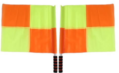 Uoqpty Bandiera per arbitro sportivo, set di 2 bandiere per arbitro guardalinee con manico ergonomico, ad alta visibilità, attrezzatura angolare per competizioni scolastiche e giochi al coperto