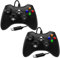 SWCTIM 2 Pack Replacement for Xbox 360 Controller Wired,Wired Controller Compatible with Xbox 360 & Slim Console and PC Windows 7/8/10,with Upgraded Joystick,Double Vibration,Black