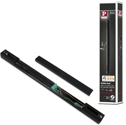 Paulmann 95669 URail Einspeisung Zigbee 3.0 Mitteleinspeisung 304x21mm max. 100W Schwarz matt