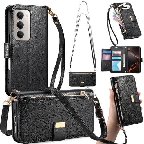 GOKEN Cover per Xiaomi Redmi 15 4G - Custodia Libro Magnetica Cerniera Portafoglio in Pelle PU con Calamita, Silicone Antishock e Supporto Pieghevole - Nero