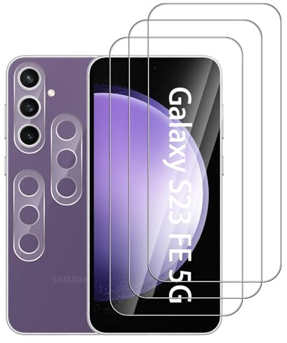 Pcircb [3+3 Protector de Pantalla para Samsung Galaxy S23 FE 5G,3 Piezas Cristal Templado y 3 Piezas Protector camara,[Sin Burbujas] [15H Dureza],HD Cristal Vidrio Templado
