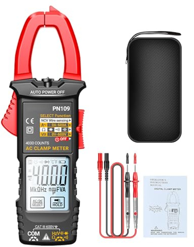 Multimetro Pinza Amperometrica - Multimetro 4000 Conteggi con Pinza Amperometrica,Rilevatore Digitale Portatile per Automatico Voltaggio Interruttore Circuito Cavo Auto Automotive Condensatore | Auto