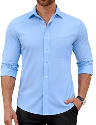 J.VER Hemd Herren Langarm Unifarben Business Casual Bügelfrei Stretchhemd | Für Büro Party Club Reisen Alltägliche, Elegant Modische Formell Lässig Männerhemd, Knitterfrei Atmungsaktiv Weiche Bequem