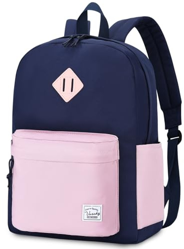 VASCHY Sac à Dos Enfant Garçon Fille École Primaire Collège, Scolaire Léger 20 L Déperlant, Couleurs Unies & Bicolores, A4, Poches Gourde