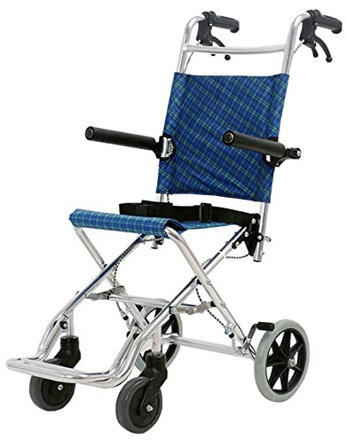 Leichter Mobiler Outdoor-Rollstuhl For Reisen, Kleiner Faltbarer Aluminium-Trolley-Rahmen Ultra-mobiles Gerät Mit Hochklappbaren Armlehnen Und Sicherheitsgurt