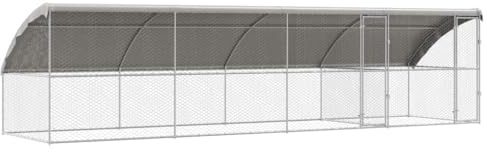 vidaXL Hundekäfig 4 pcs Silber 8 x 2 x 2 m Verzinkter Stahl, Moderne Hundehütte, Regenfeste Hundehütte, Robustes Haustierhaus, Wetterfeste Unterkunft, Sicherer Außenbereich, Stylishe Unterbringung