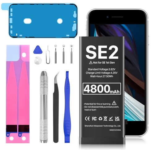 Battery for iPhone SE2(SE 2020 2nd Generation), 4800mAh High Capacity Replacement Battery for iPhone SE 2020 with Full Set Repair Tool Kit, Model A2275 A2296 A2298