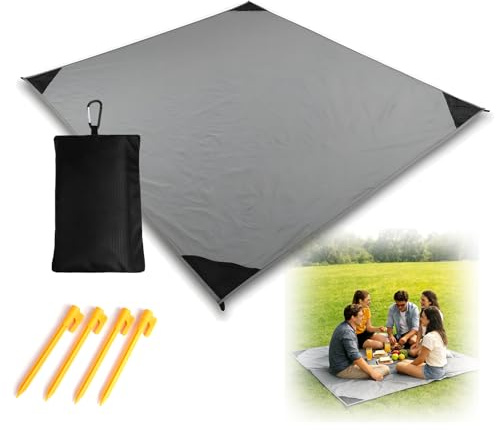 200 x 210 cm Beach Picknickdecke, Wasserdicht Faltbare Stranddecke mit Aufbewahrungstasche, Outdoor Decke mit Festes Zubehör für Strand, Reisen, BBQ, Picknick, Camping und Wandern