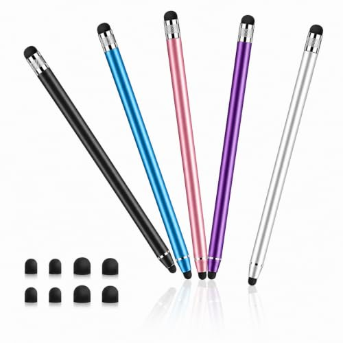 5PCS Tablet Stift pour Tablette avec Pointe en Silicone, Stylo Tactile Ergonomique Haute Sensibilité pour Écran Tactile, Idéal pour Tablette, Téléphone, Dessin et Prise de Notes