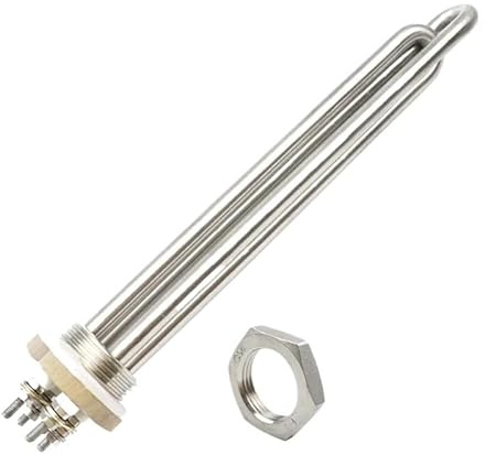 Thermoplongeur 48 V 3000 W DC, élément tubulaire en acier inoxydable SUS304 avec filetage BSP de 1 for le chauffage de l'eau (DN25)(Heater and nut)