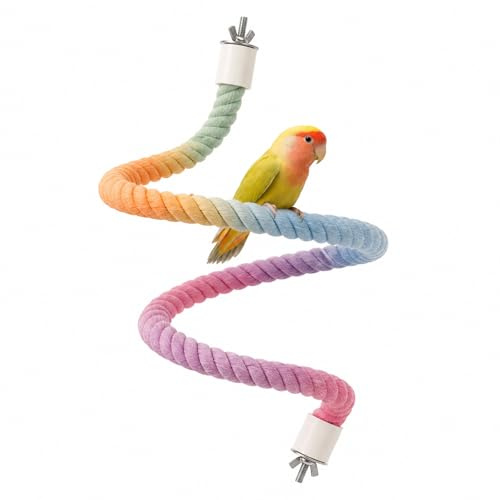 JOVYTH Perchoir pour Oiseaux en Corde de Jute, 40cm – Perchoir Pliable pour Cage, Balançoire et Corde d'escalade pour Perruches et Perroquets