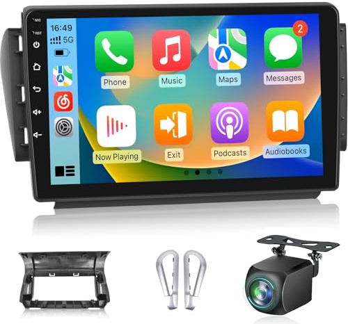 2+64G Autorradio Android para Peugeot 208/2008 2012-2018, Pantalla Radio Coche 10 Pulgadas, Carplay Inalámbrico y Android Auto, Audio DSP + Cámara Trasera AHD, Compatibilidad OEM