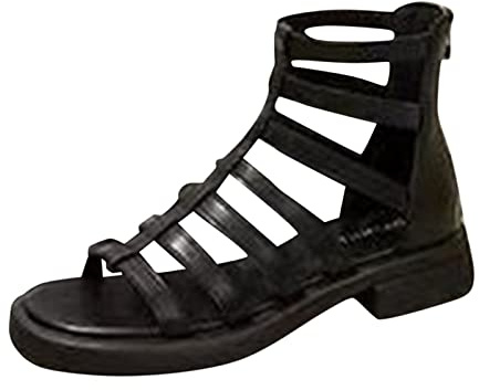 Scarpe Tacco Donna Pianta Larga Sandali Comodi 2026 New Flat Outerwear Scarpe da spiaggia Sandali romani cavi neri Stivali fantastici Donna Ortopedici Estivi Zeppe Estive