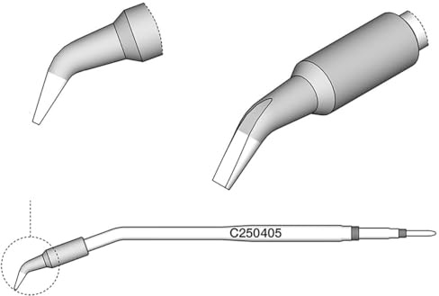 JBC Lötspitze Serie C250, Meißelform, C250405/1,8 x 0,8 mm, gebogen C250405 (2500 AL-2500 AL250 Loetkartusche Loetpatrone Loetspitze Lötkartusche Lötpatrone)