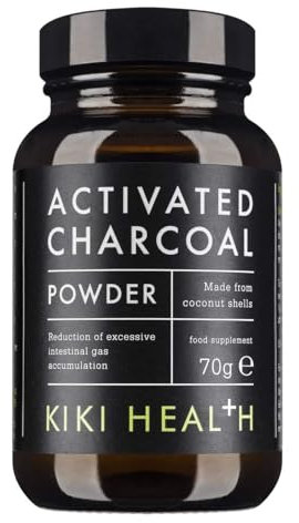 KIKI Health Activated Charcoal Powder | Teeth Whitening Made from Coconut Shells | Food Grade Detox Supplement | Natural Relief Flatulence Indigestion Body & Mind | Vegan & Gluten Free – 70g
