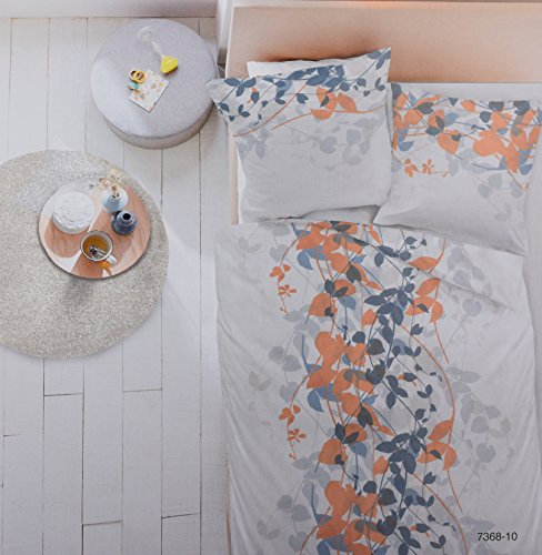 Dormisette Bettwäsche Set Mako Satin Baumwolle 135 x 200 Orange Beige Grau