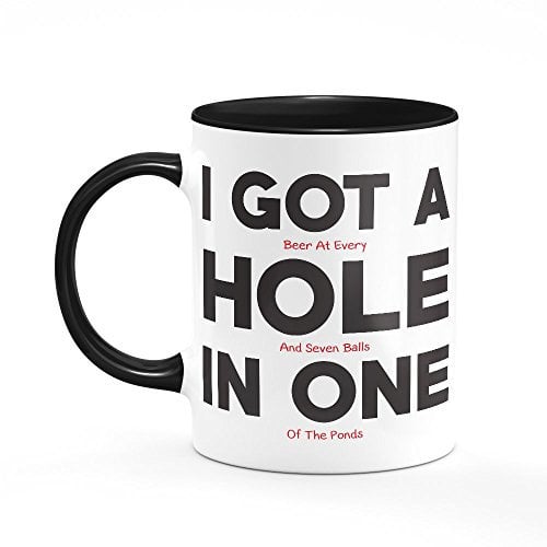 Hole in One Mug One Size Black/White Golf Lover Gift for Him Dad Husband Boyfriend Golfer