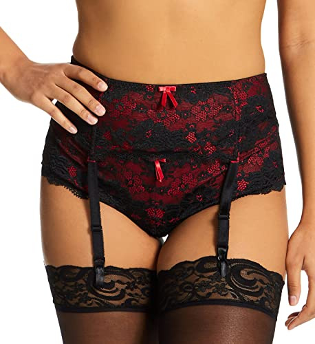 Pour Moi? Women's Amour Suspender, Black (Black/Scarlet Black/Scarlet), (Size:XL)