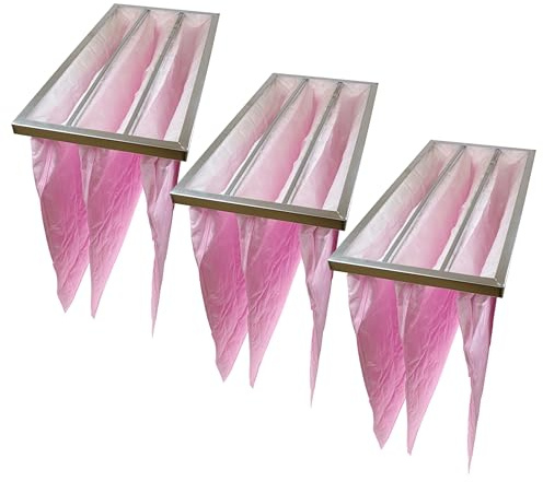 vhbw 3x Taschenfilter für Klima | und Lüftungsanlagen - Filter F7, 28,7 x 59,2 x 60 cm Rosa