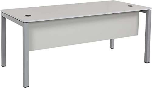 furni24 Schreibtisch Tetra fürs Arbeitszimmer und Home Office - Großer laminierter Computertisch aus Holz, einfache Montage (inkl. Kabelkanal, 160 x 80 x 75 cm, Grau)