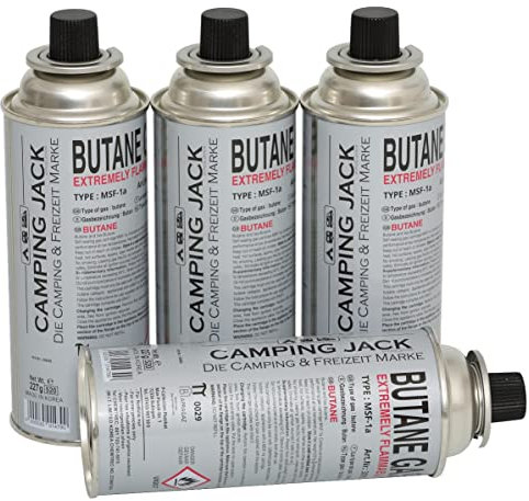 INVIDA Camping Jack Gaskartuschen 227g MSF- 1a Butan Gaskartusche f. Gaskocher, Gasheizung, Gasbrenner, Lötbrenner (12 Stück)