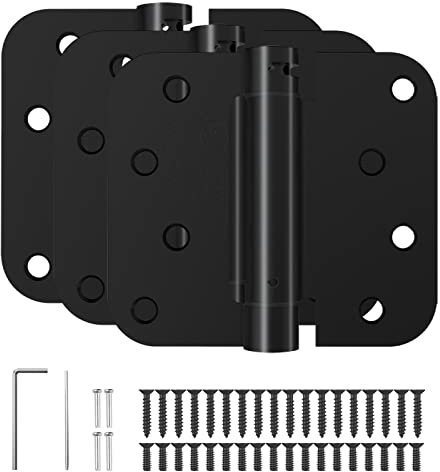 HOSOM Lot de 3 charnières de porte à fermeture automatique, charnières à ressort de 10,2 cm, tension réglable pour garage, porte d'entrée, porte arrière, homologuées UL, pour porte gauche et droite,