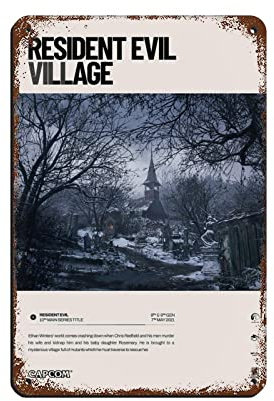 FABIVA Resident Evil Village (2021) Videospiel-Poster, Blechschild, Vintage-Metall, Pub, Club, Café, Bar, Zuhause, Wandkunst, Dekoration, Poster, Retro, 20 x 30 cm