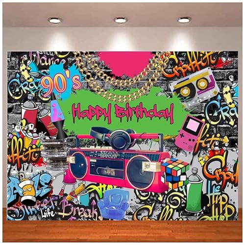 Fotografie 90er Jahre Party Radio Retro Graffiti Ziegelmauer Hip Hop Stil Dekor Geburtstag Banner Hintergrund Banner Poster 240X180cm