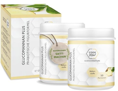 CODE VITAL® Sattmacher Power-Pack I 100 Portionen Glucomannan-Pulver I hochwertiger Ballaststoffe-Mix I Figur-Drink mit Sättigungseffekt I Made in Autria