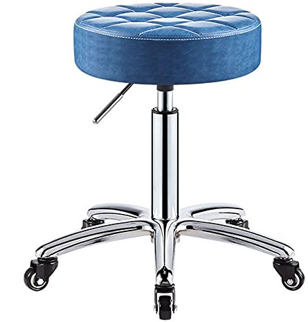 Hocker Stuhl, PU-Leder, runder Sitz, Rollhocker mit 5 Rollen, höhenverstellbar 41–56 cm, Drehstuhl für Friseursalon, Tattoo, Spa, Klinik, medizinisches Studio, maximale Belastung 330 lb (blau) The New