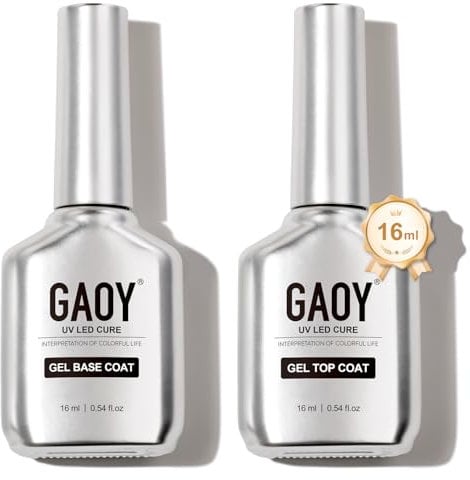 GAOY Gel-Über- und Unterlack, 16 ml, 2 Stück, glasiger Decklack und keine abwischbare Grundierung, Kombination für UV-Lichthärtung, Gel-Nagellack