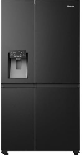 Hisense Pureflat Infinite RS818N4IFE Wifi Connected Plumbed Total No Frost American Fridge Freezer - Black Stainless Steel - E Rated