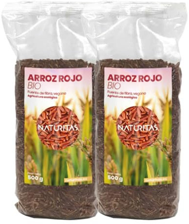 Pack 2x Arroz Rojo de Agricultura ecológica 500 g | Vegan | Alto contenido en fibra | Arroz integral