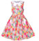 Sunny Fashion Robe Fille Coton Tulipe Floral Col Blanc Poche Retro Robe d'été Décontractée 6 Ans
