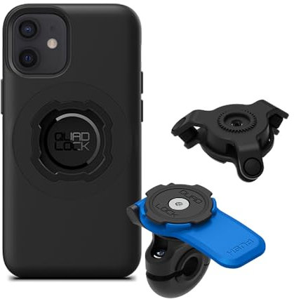 Quad Lock Motorcycle Mirror Phone Mount Kit with Vibration Dampener and iPhone 12 mini MAG Case