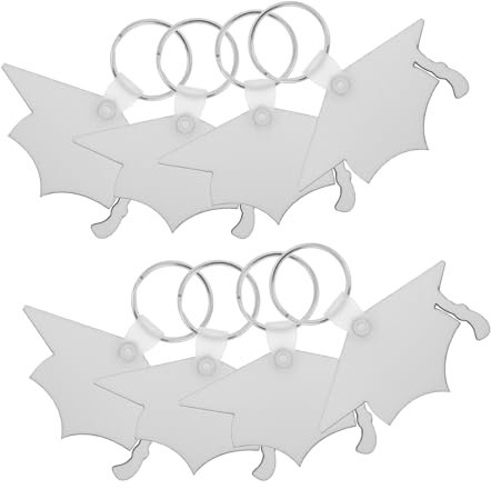 iplusmile 8pcs Sublimation Grad Cap Schlüsselbund Gradkappe Dekorationen Sublimation Schlüsselketten DIY Abschlusskappe Dekorationen