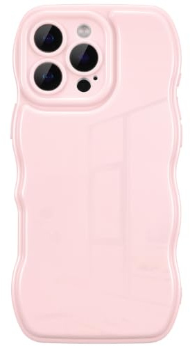 ZTOFERA for iPhone 16 Pro Case,Curly Wavy Frame Soft Silicone,Light Pink | Aesthetic Girly Design,Solid Color,Camera Protection