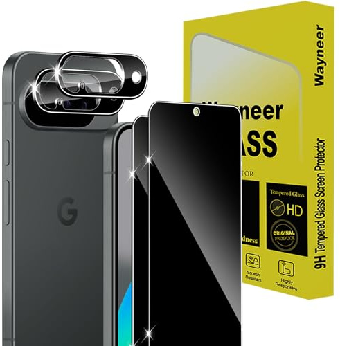 Wayneer Sichtschutz für Google Pixel 10 für Panzerglas,2+2 Stück Kamera | 2 Stück Folie Mit 2 Stück Kameraschutz für Panzer Schutz Glas, 9H Härte Anti-Spy Schutzfolie Privacy Sichtschutzfolie