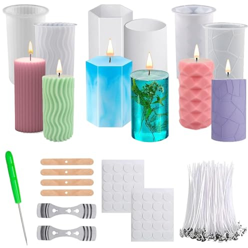 Silikonform Kerze,6 Stück Kerzenformen zum Gießen,Kerzen Selber Machen Set | Silikonformen Gießformen,DIY Kerzenform Silikon,Gießformen Geometrie Stumpen,für DIY Aromatherapie Herstellung Supplies