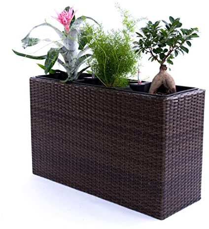 Elegant Einrichten Pflanztrog Polyrattan 82x30x50cm Mocca