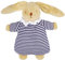TROUSSELIER - Doudou avec Hochet - Lapin Nid d'Ange - 20 cm de haut - Coton imprimé Marinière - Classique Chic - Idéal Cadeau de Naissance - Lavable en Machine - Colori Bleu